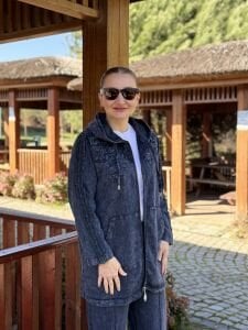 A.akay Nakışlı Fermuarlı takım İndigo