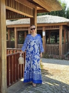 Belden büzmeli viskon elbise saks