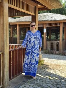 Belden büzmeli viskon elbise saks