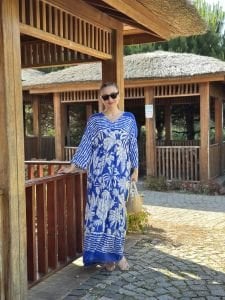 Belden büzmeli viskon elbise saks