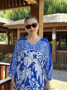 Belden büzmeli viskon elbise saks