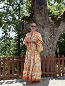 Nare modal tensel katleya elbise turuncu