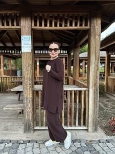 Yanları cepli sandy takım 5015 Kahve