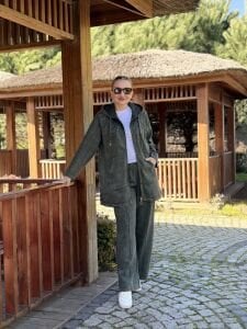 A.akay Nakışlı Fermuarlı takım Haki