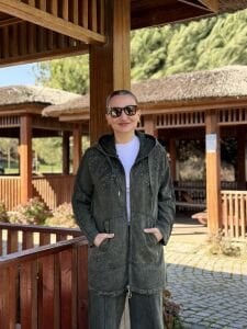 A.akay Nakışlı Fermuarlı takım Haki