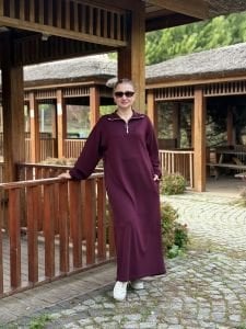 Mürdüm Yarım FERMUARLI OYSHO ELBİSE