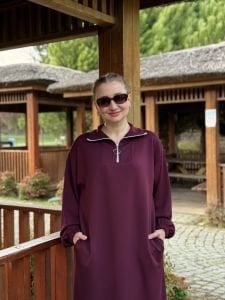 Mürdüm Yarım FERMUARLI OYSHO ELBİSE