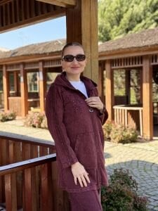 A.akay Nakışlı Fermuarlı takım Bordo