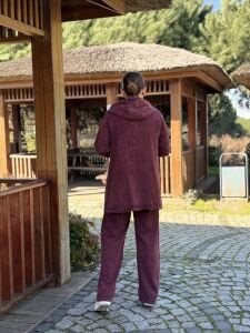 A.akay Nakışlı Fermuarlı takım Bordo