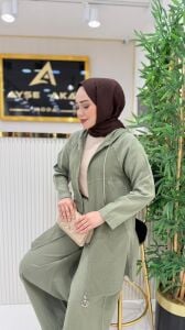 A.akay 6103 Etamin-Keten takım yeşil