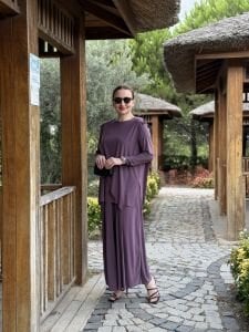 Asimetrik sandy takım 4214 gül kurusu