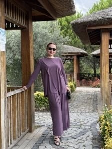 Asimetrik sandy takım 4214 gül kurusu