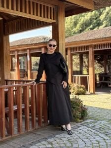 Verona Fermuarlı Tasarım etekli Takım Siyah