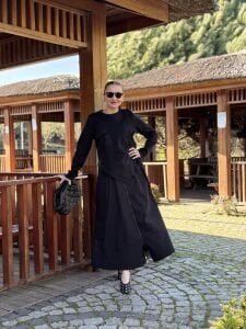 Verona Fermuarlı Tasarım etekli Takım Siyah