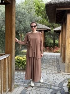 Asimetrik sandy takım 4214 sütlükahve