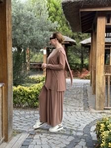 Asimetrik sandy takım 4214 sütlükahve