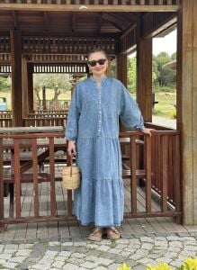 Polo yıkama tensel kot katleya elbise