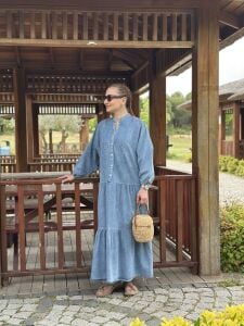 Polo yıkama tensel kot katleya elbise