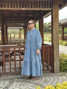 Polo yıkama tensel kot katleya elbise