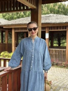 Polo yıkama tensel kot katleya elbise