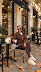 Tam fermuarlı Yumoş Yün polar Mocha