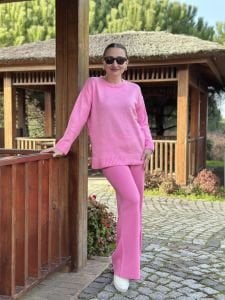 Triko pantolon pembe