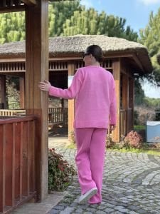 Triko pantolon pembe