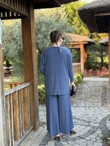 Kraşlı Lotus takım indigo