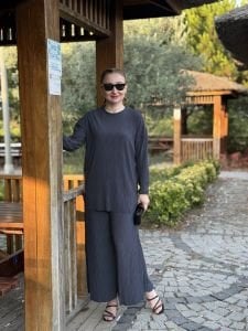 Kraşlı Lotus takım antrasit