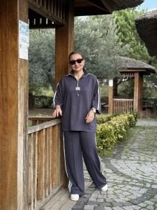 Şeritli Armalı Takım Antrasit