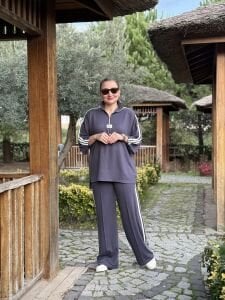 Şeritli Armalı Takım Antrasit