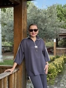 Şeritli Armalı Takım Antrasit