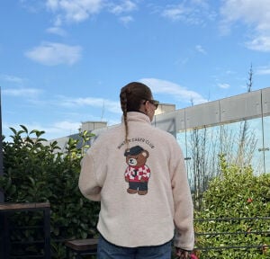 Fermuarlı Teddy polar krem
