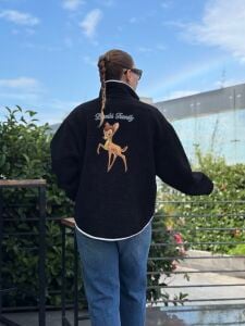 Fermuarlı Bambi polar siyah