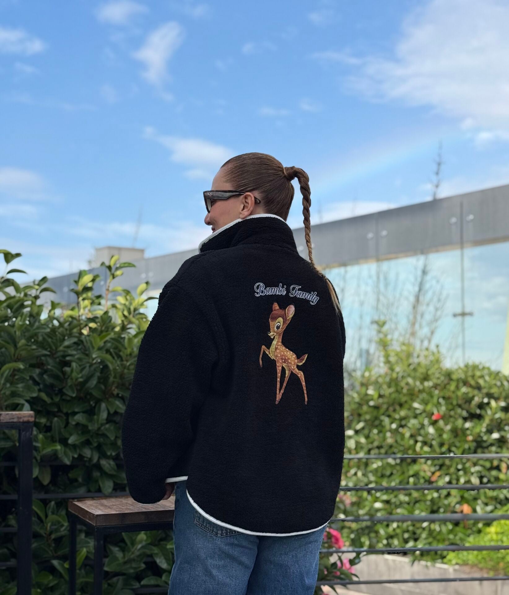 Fermuarlı Bambi polar siyah