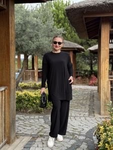 Yanları cepli sandy takım 5015 Siyah