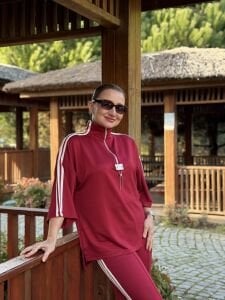 Şeritli Armalı Takım Bordo