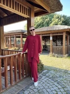 A.akay çapraz Tasarım aerobin Takım Bordo