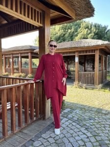 A.akay çapraz Tasarım aerobin Takım Bordo