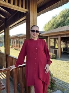 A.akay çapraz Tasarım aerobin Takım Bordo