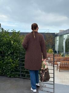 Olive Çift Cepli kaşe kaban kahve