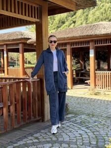 A.akay Payetli Fermuarlı Takım indigo