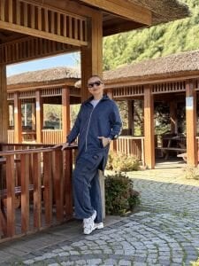 A.akay Payetli Fermuarlı Takım indigo