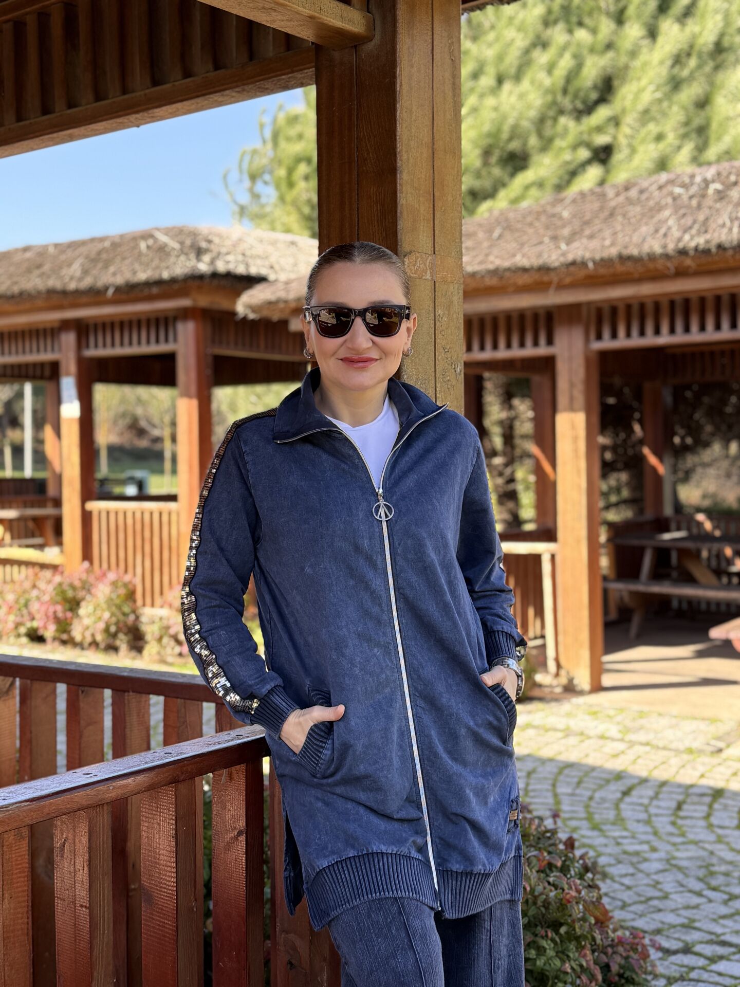 A.akay Payetli Fermuarlı Takım indigo