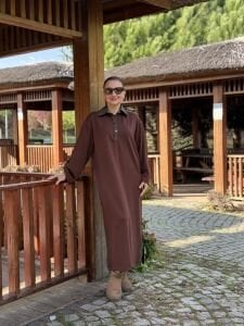 Milona Oysho elbise kahve-haki