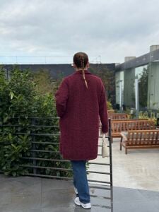 Olive Çift Cepli kaşe kaban bordo