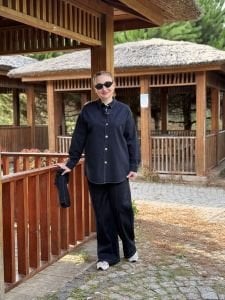 Çanta kemerli Likralı Kot Takım  Lacivert