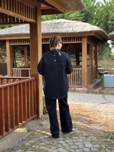 Çanta kemerli Likralı Kot Takım  Lacivert