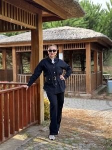 Çanta kemerli Likralı Kot Takım  Lacivert