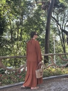 Viskon düz katleya elbise tarçın